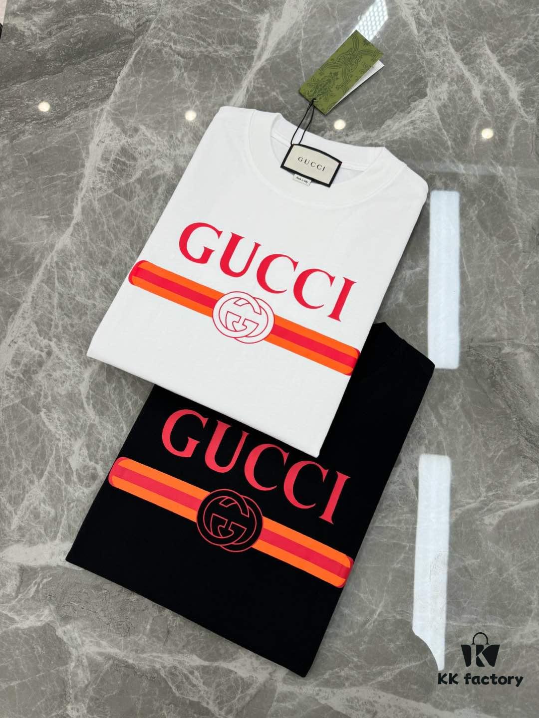 Gucci Unisex Ancora Red Logo Round Neck T-Shirt