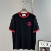 GUCC*25s New Arrival Streetwear T-Shirt, Unisex Design, This Season's Must-Have Style in Gucci's Trend Color – Burgundy Accents on Collar and Cuffs Matching Logo, 3D Embroidered Chest Logo with Unique Visual Impact, Premium 260g Pure Cotton Fabric for Soft, Comfortable, and Structured Fit, Full Branding Details Included. Colors: Black, White. European Size: S–XL (Recommended Size M for Height 175cm / Weight 72.5kg)