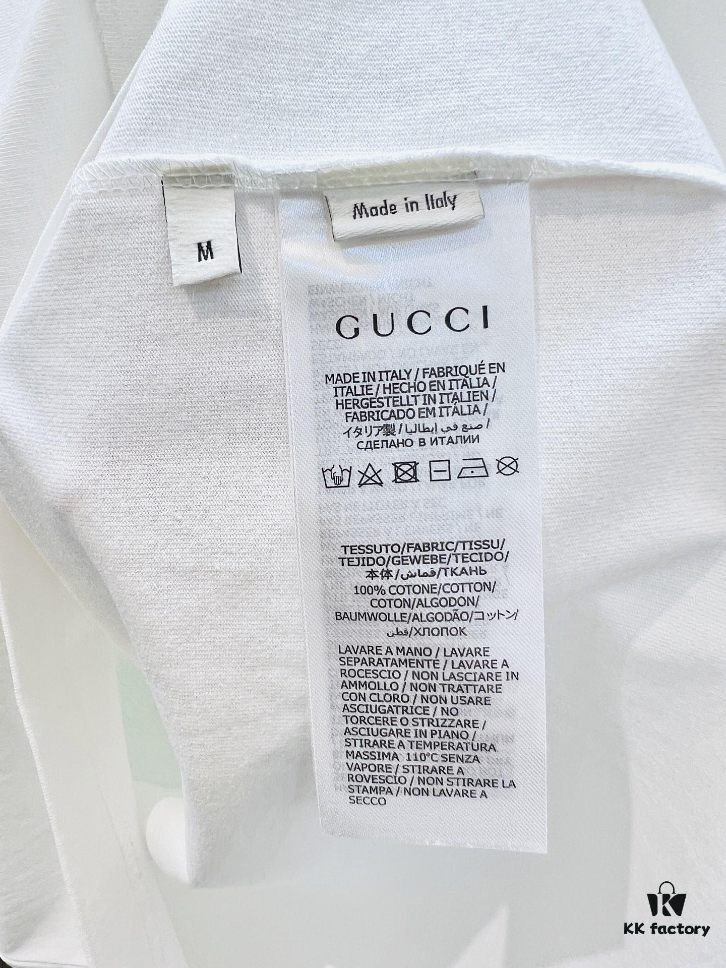Gucci 2025FW Spring-Summer Oversized Cotton Knit T-Shirt with Gucci Logo Print and Surfer Graphic, Heavyweight Short-Sleeve Tee