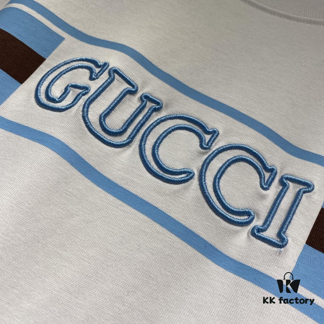 Gucc 225 Spring/Summer New Arrival Letter Print Short Sleeve T-Shirt with Dual Process of Printing and Embroidery