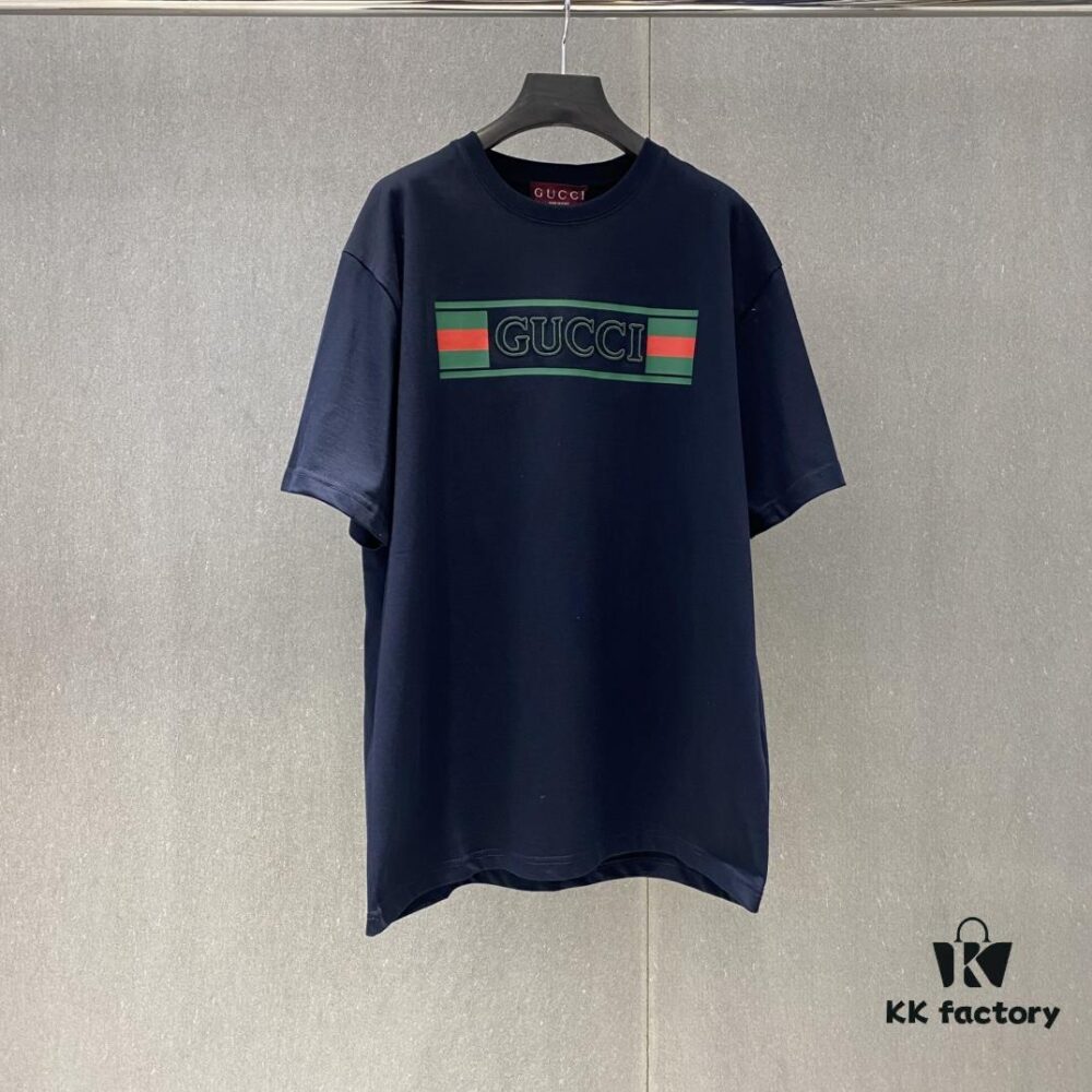 Gucc 225 Spring/Summer New Arrival Letter Print Short Sleeve T-Shirt with Dual Process of Printing and Embroidery