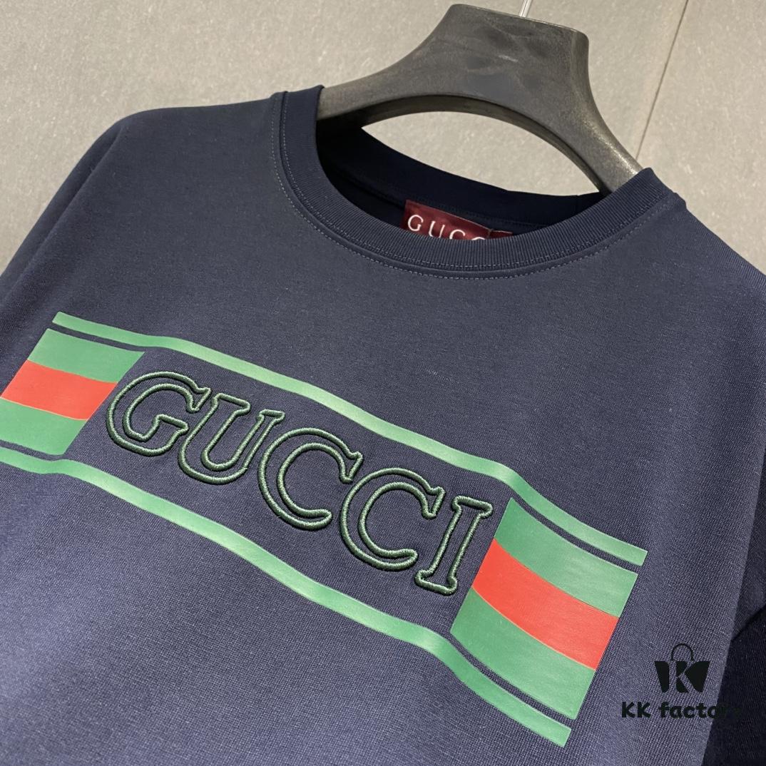 Gucc 225 Spring/Summer New Arrival Letter Print Short Sleeve T-Shirt with Dual Process of Printing and Embroidery