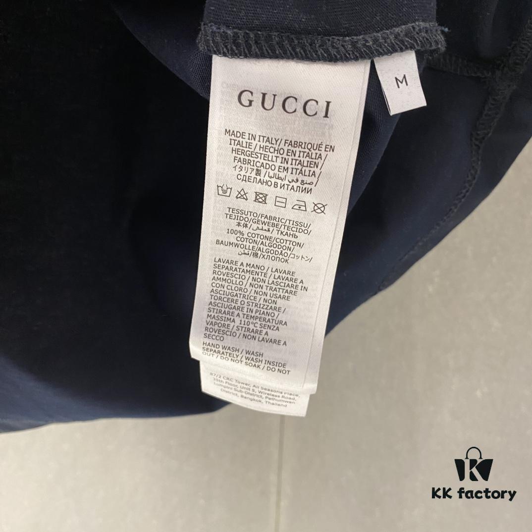 Gucc 225 Spring/Summer New Arrival Letter Print Short Sleeve T-Shirt with Dual Process of Printing and Embroidery