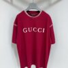 GUCCI 25SS Gucci Printed Cotton Knit T-Shirt Short Sleeve Classic Letter with Spray-Painted Detail on Collar and Sleeves