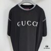 GUCCI 25SS Gucci Printed Cotton Knit T-Shirt Short Sleeve with Classic Letter Logo, Spray-Painted Detail on Collar and Sleeves