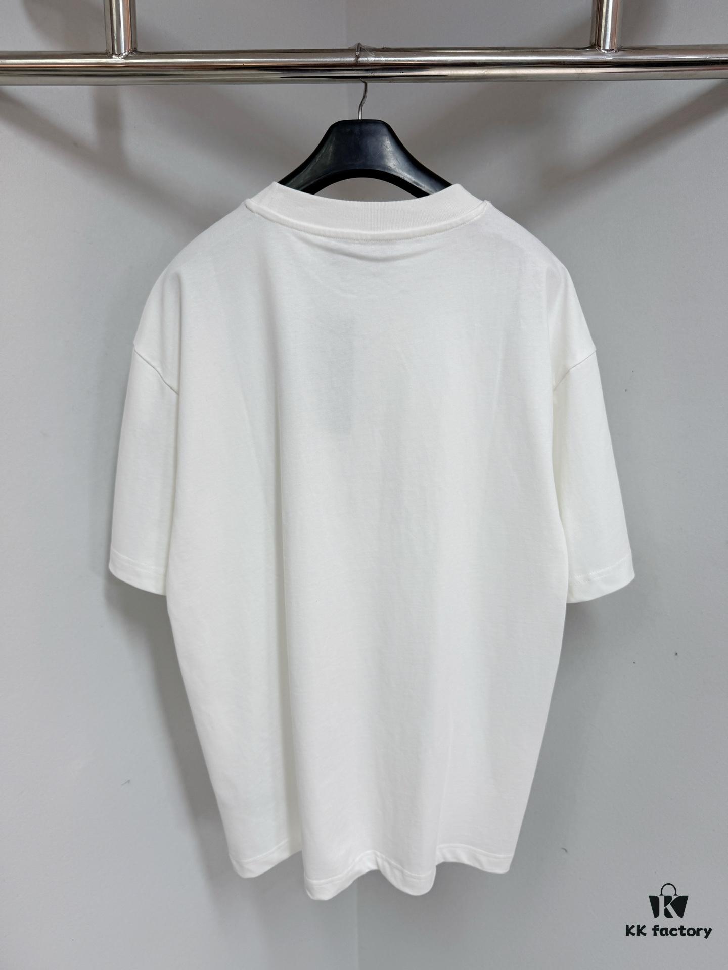 GUCC 25 3D Logo Print Short Sleeve T-Shirt in White Knit Cotton