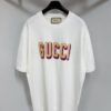 GUCC 25 3D Logo Print Short Sleeve T-Shirt in White Knit Cotton