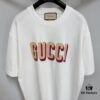 GUCC 25 3D Logo Print Short Sleeve T-Shirt in White Knit Cotton