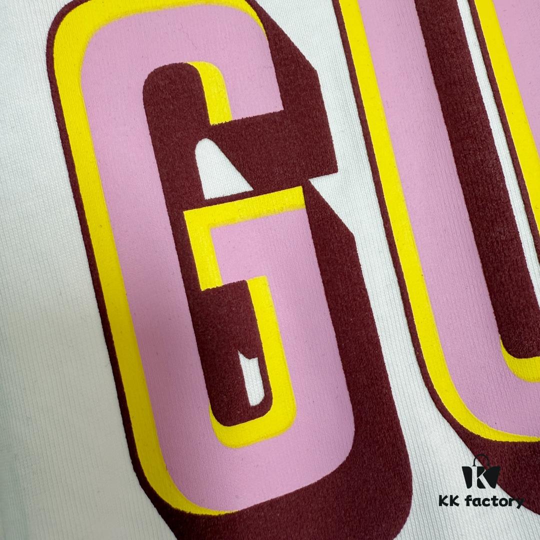 GUCC 25 3D Logo Print Short Sleeve T-Shirt in White Knit Cotton