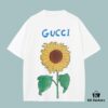 GUCCI 2025 Fall Spring/Summer Collection Sunflower🌻 Beverage🍹 Short Sleeve T-Shirt Premium Quality, Special 270G 32-Count Double-Yarn Pure Cotton Fabric, Loose Fit Unisex Design