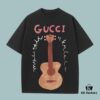 High-End Quality GUCCI 2025 Fall Spring/Summer Collection Guitar Short Sleeve T-Shirt, Premium 270G 32-Count Double-Yarn Pure Cotton Fabric, Relaxed Fit Unisex Design