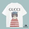 GUCCI 2025 Fall Spring/Summer Collection Kitten Graphic Short-Sleeve T-Shirt Premium Quality, Custom-Woven 270G 32S Double-Yarn Pure Cotton Fabric, Relaxed Unisex Fit