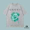 GUCCI 2025 Fall Spring-Summer Collection Clover Short Sleeve T-Shirt Premium Quality 270G 32S Double-Yarn Pure Cotton Fabric Loose Fit Unisex
