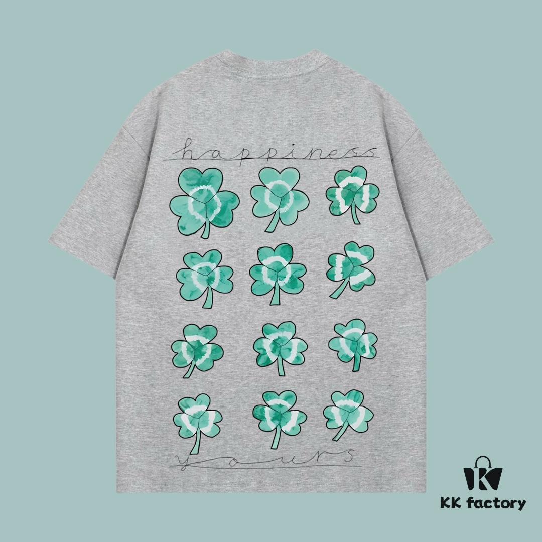 GUCCI 2025 Fall Spring-Summer Collection Clover Short Sleeve T-Shirt Premium Quality 270G 32S Double-Yarn Pure Cotton Fabric Loose Fit Unisex