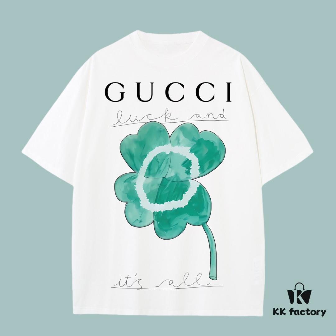 GUCCI 2025 Fall Spring/Summer Collection Clover Short-Sleeve T-Shirt Premium Quality