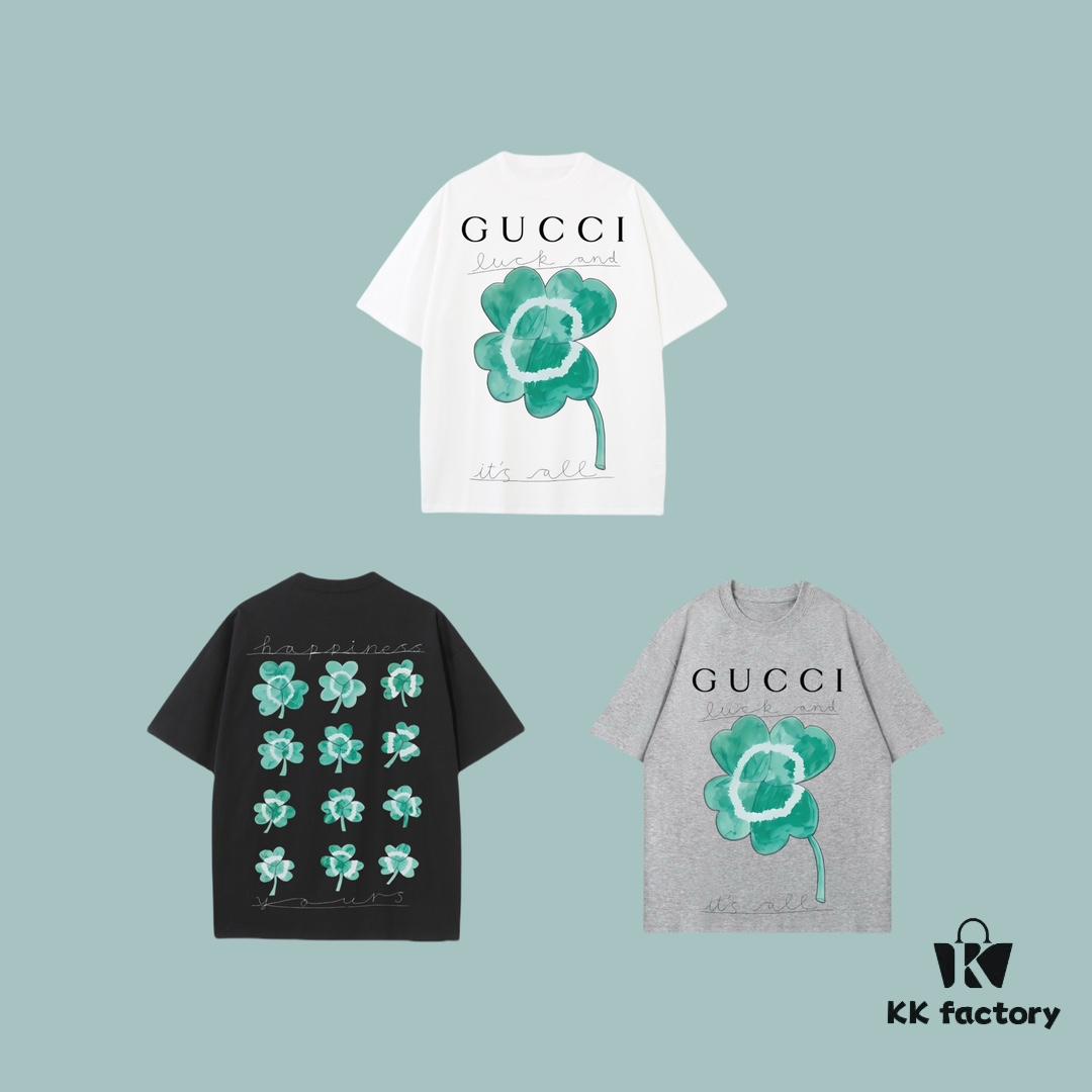 GUCCI 2025 Fall Spring/Summer Collection Clover Short-Sleeve T-Shirt Premium Quality