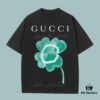 GUCCI 2025 Fall Spring-Summer Collection Clover Short Sleeve T-Shirt, Premium 270G 32-Count Double-Yarn Pure Cotton Fabric, Distinct from Regular Print, Relaxed Fit Unisex Design