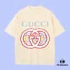 High-End Quality GUCCI 2025 Fall Spring/Summer Collection Logo Short-Sleeve T-Shirt, Premium 270G 32-Count Double-Yarn Pure Cotton Fabric, Distinct from Regular Printed Tees, Relaxed Unisex Fit