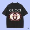 High-End Quality GUCCI 2025 Fall Spring Collection Logo Short-Sleeve T-Shirt, Distinct from Regular Prints, Crafted in 270G 32-Count Double-Yarn Pure Cotton Fabric, Loose Fit Unisex Design