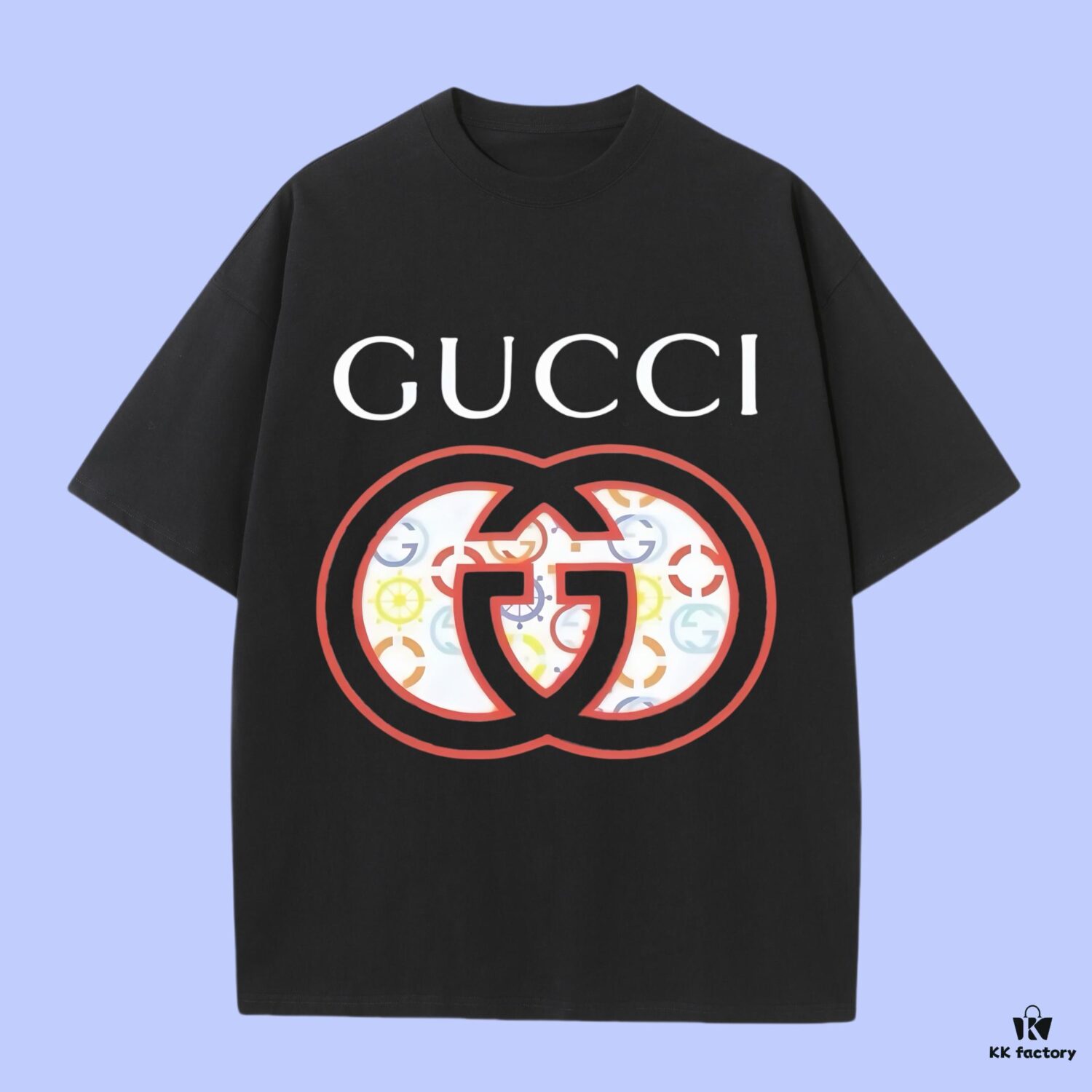High-End Quality GUCCI 2025 Fall Spring Collection Logo Short-Sleeve T-Shirt, Distinct from Regular Prints, Crafted in 270G 32-Count Double-Yarn Pure Cotton Fabric, Loose Fit Unisex Design