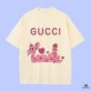 GUCCI 2025 Fall Spring/Summer Collection Pink Snake 🐍 Short Sleeve T-Shirt Premium Quality, Distinctive from Regular Prints, Made of Custom-Woven 270G 32-Count Double-Yarn Pure Cotton Fabric, Loose Fit Unisex Design