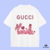 GUCCI 2025 Fall Spring/Summer Collection Pink Snake 🐍 Short Sleeve T-Shirt Premium Quality, Special Woven 270G 32-Count Double-Yarn Pure Cotton Fabric, Relaxed Fit Unisex Design