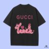 High-End Quality GUCCI 2025 Fall Spring/Summer Collection Pink Snake Short-Sleeve T-Shirt, Premium Custom-Woven 270G 32-Count Double-Yarn Pure Cotton Fabric, Distinct from Regular Printed Tees, Relaxed Unisex Fit