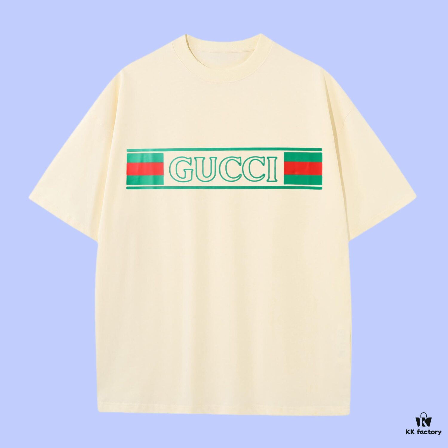 GUCCI 2025 Fall Spring-Summer Collection Logo Short Sleeve T-Shirt Premium Quality, Custom Woven 270G 32-Count Double-Yarn Pure Cotton Fabric, Relaxed Fit Unisex Design