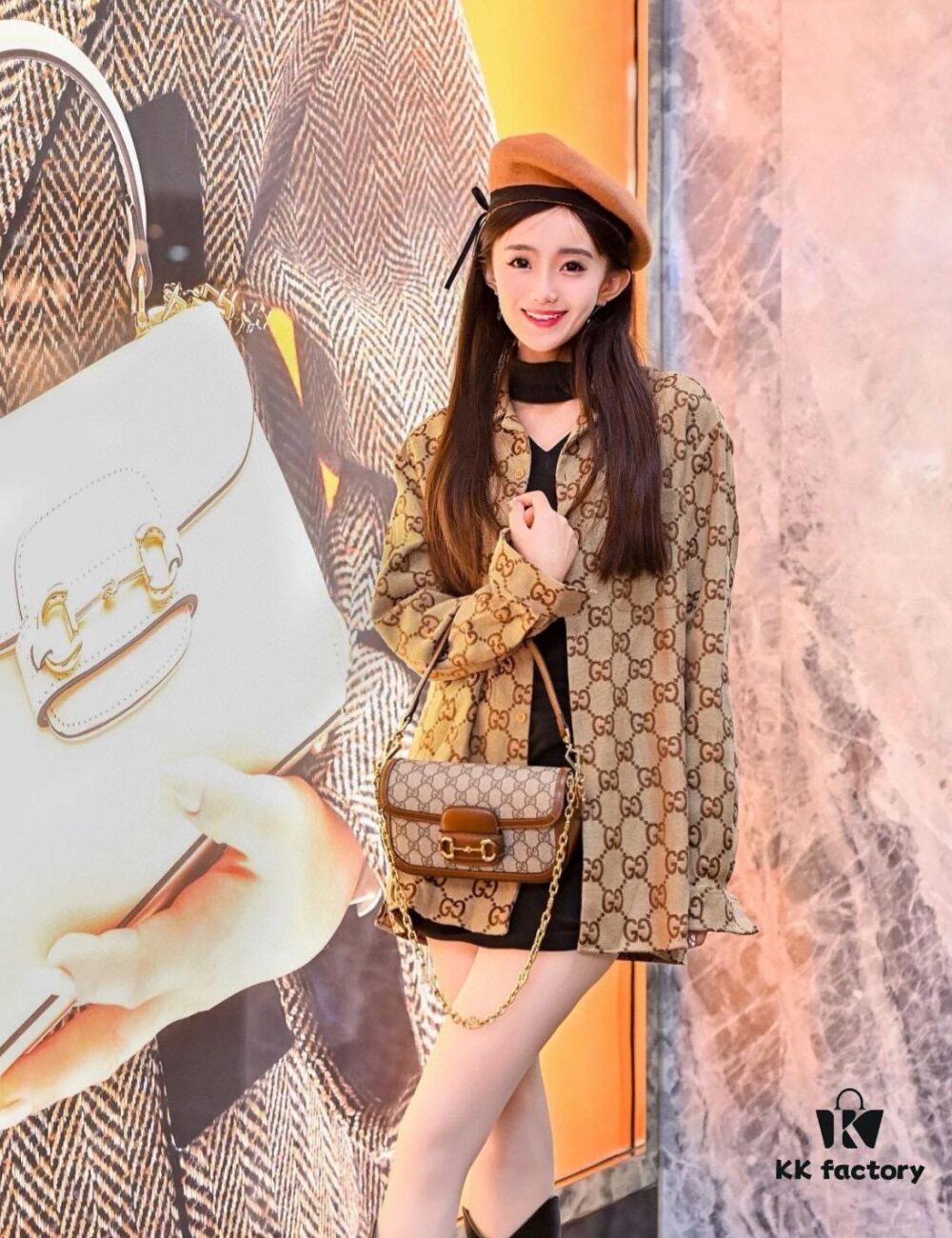 Gucci GUCCI 24FW Double G Jacquard Lapel Long-Sleeve Shirt Jacket