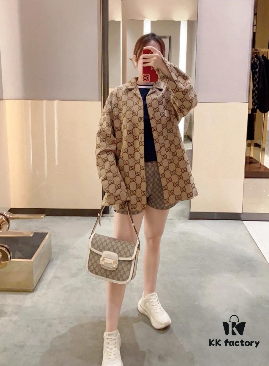 Gucci GUCCI 24FW Double G Jacquard Lapel Long-Sleeve Shirt Jacket