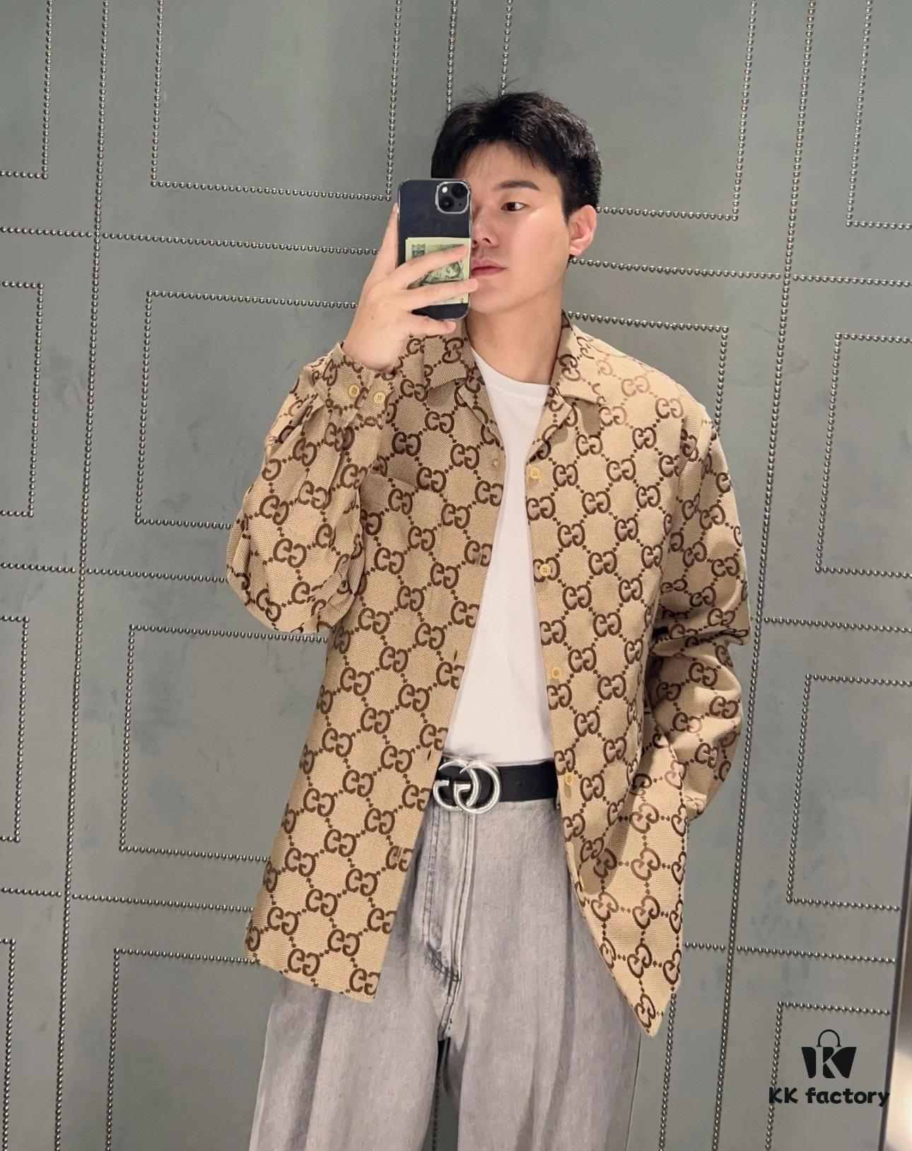 Gucci GUCCI 24FW Double G Jacquard Lapel Long-Sleeve Shirt Jacket