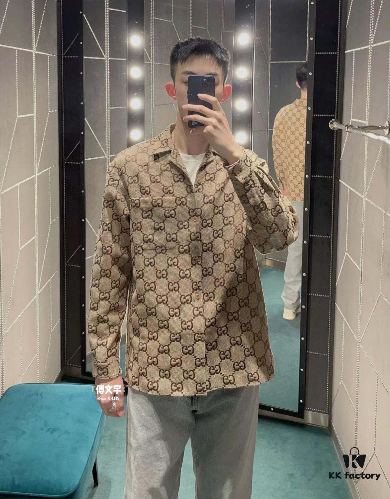 Gucci GUCCI 24FW Double G Jacquard Lapel Long-Sleeve Shirt Jacket