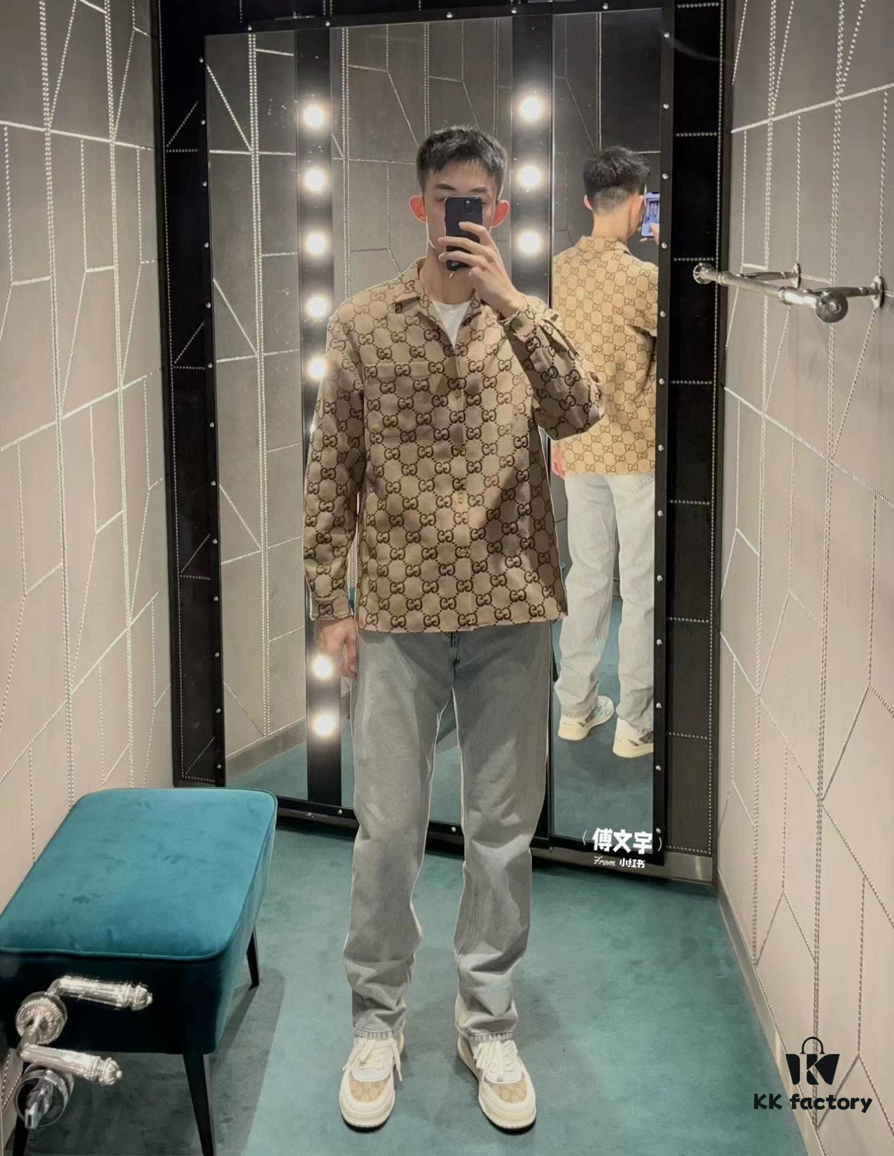 Gucci GUCCI 24FW Double G Jacquard Lapel Long-Sleeve Shirt Jacket