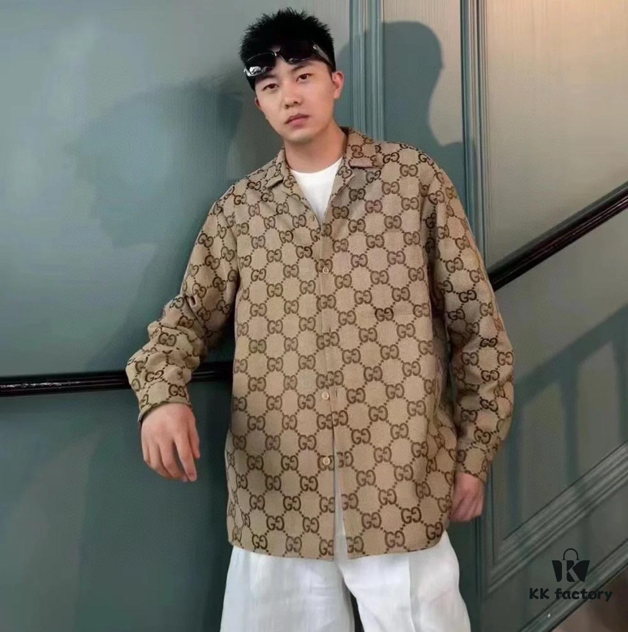 Gucci GUCCI 24FW Double G Jacquard Lapel Long-Sleeve Shirt Jacket