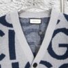 GUCCI Men's and Women's Double G Logo Knit Cardigan Polo Collar Ivory White Wool-Blend High-Quality Craftsmanship
