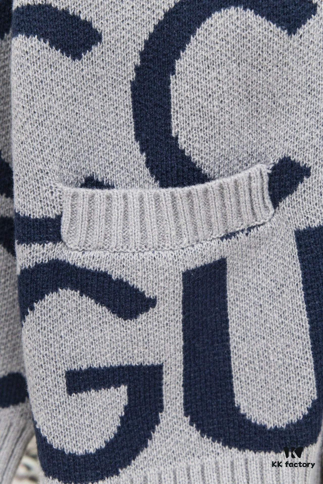 GUCCI Men's and Women's Double G Logo Knit Cardigan Polo Collar Ivory White Wool-Blend High-Quality Craftsmanship