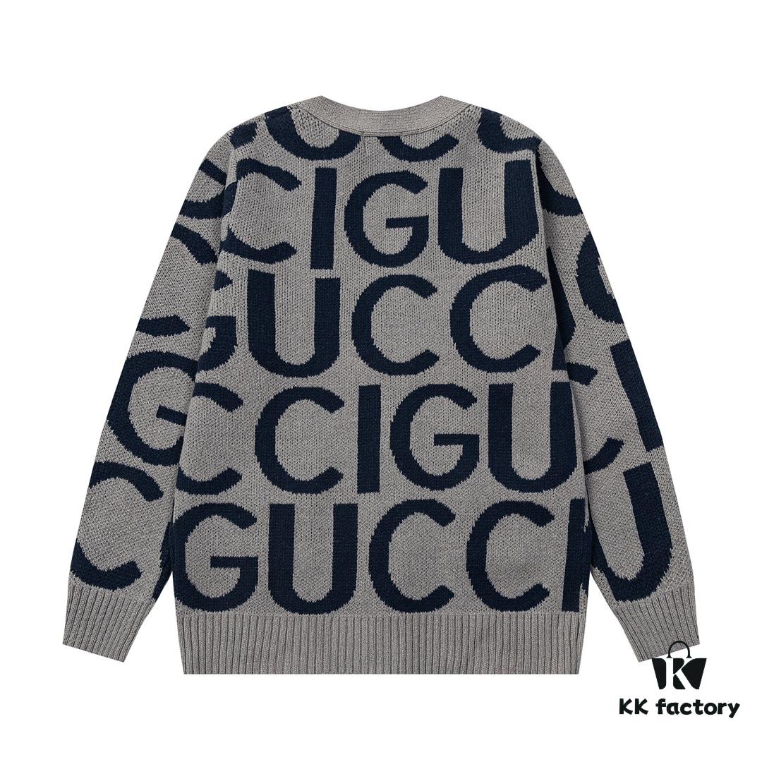 GUCCI Wool-Blend Knit Polo Collar Cardigan with Double G Logo