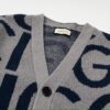 GUCCI Wool-Blend Knit Polo Collar Cardigan with Double G Logo