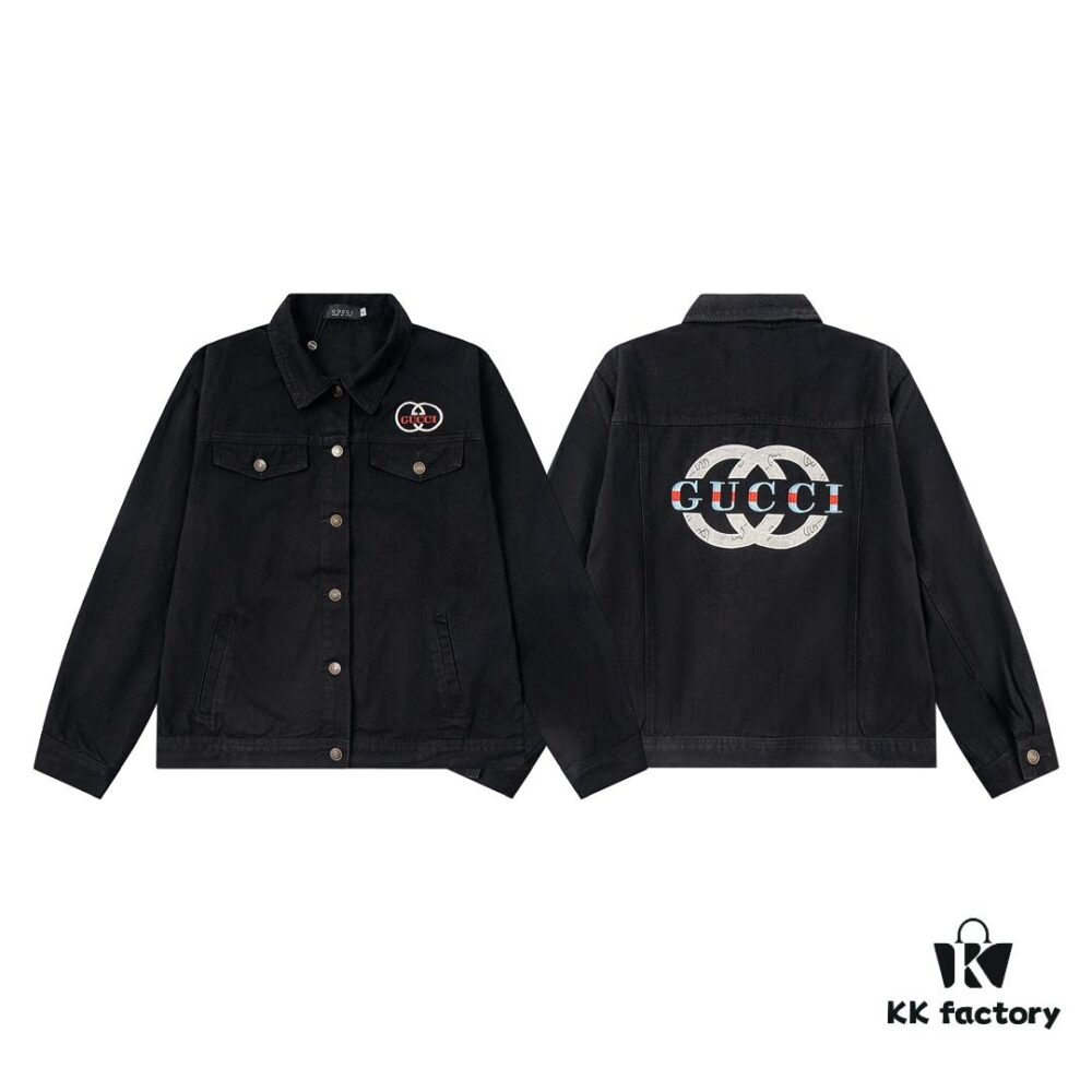 GUCCI Embroidered Denim Jacket Unisex Style Y049
