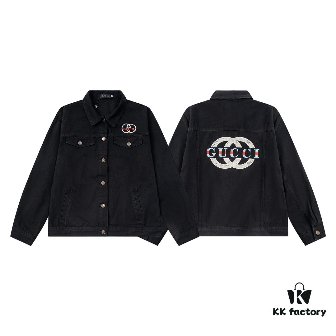 GUCCI Embroidered Denim Jacket Unisex Style Y049