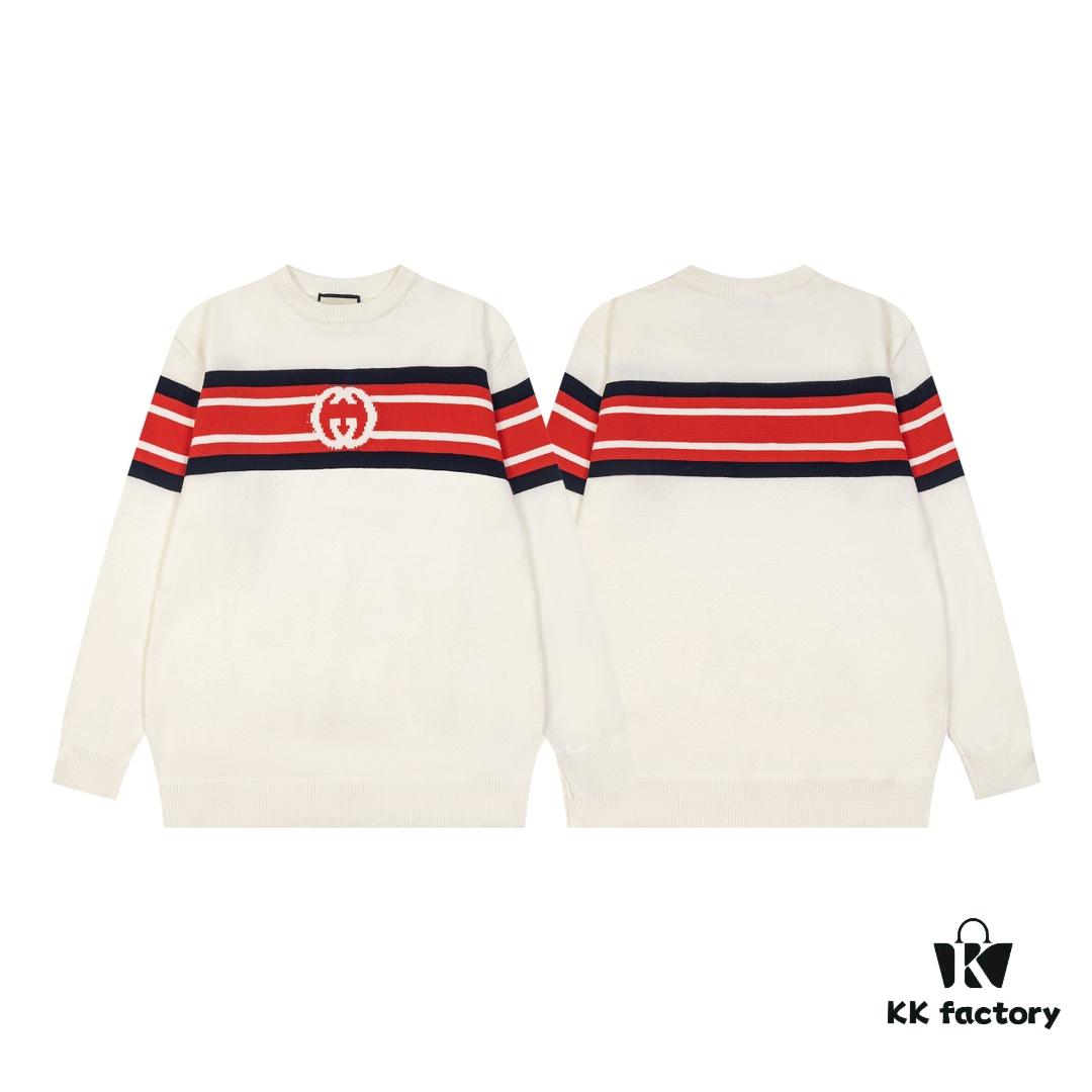 GUCCI Crew Neck Jacquard Knitwear Unisex Sweater High-Density Wool Blend Soft Skin-Friendly Fit