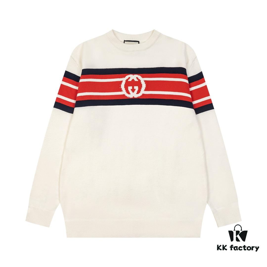 GUCCI Crew Neck Jacquard Knitwear Unisex Sweater High-Density Wool Blend Soft Skin-Friendly Fit