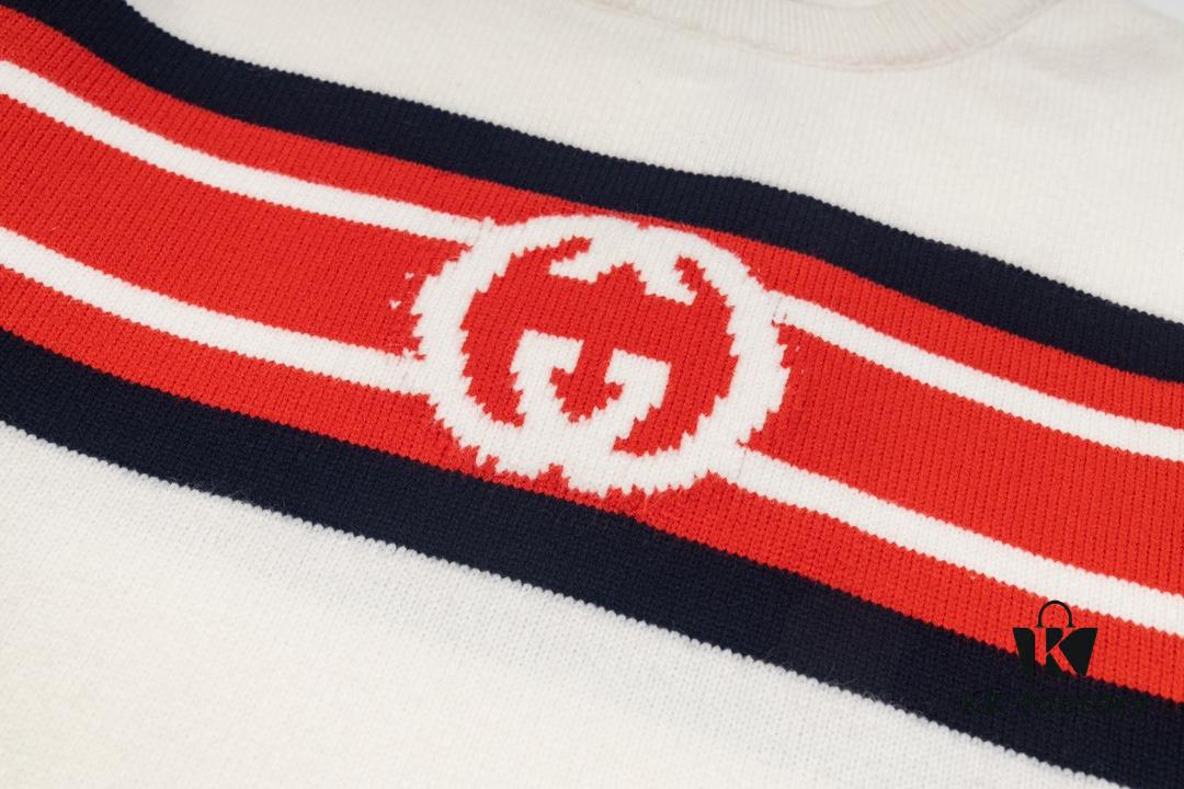 GUCCI Crew Neck Jacquard Knitwear Unisex Sweater High-Density Wool Blend Soft Skin-Friendly Fit