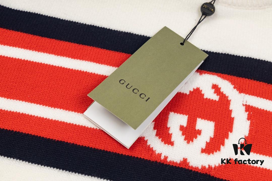GUCCI Crew Neck Jacquard Knitwear Unisex Sweater High-Density Wool Blend Soft Skin-Friendly Fit