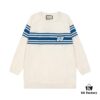 GUCCI Crew Neck Jacquard Sweater Unisex High-Density Wool Blend Premium Knitwear White