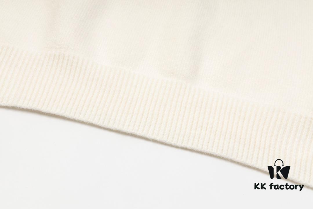 GUCCI Crew Neck Jacquard Sweater Unisex High-Density Wool Blend Premium Knitwear White