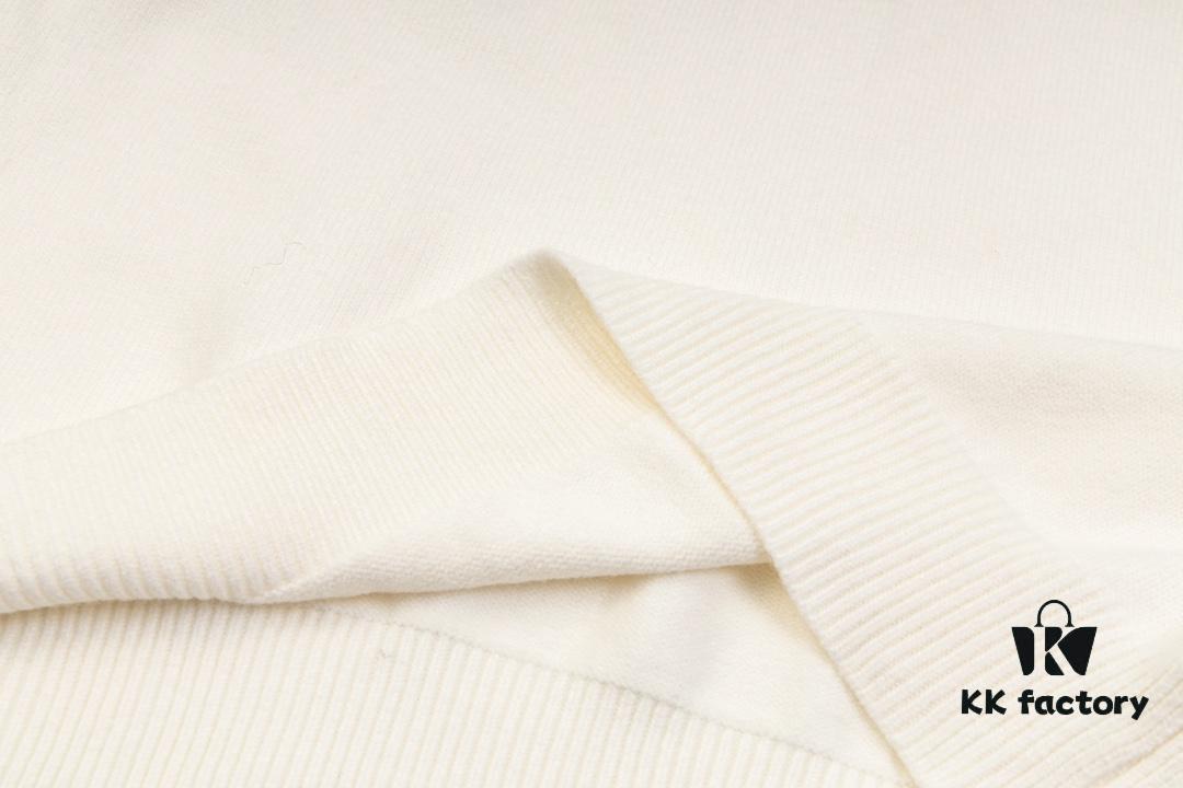 GUCCI Crew Neck Jacquard Sweater Unisex High-Density Wool Blend Premium Knitwear White