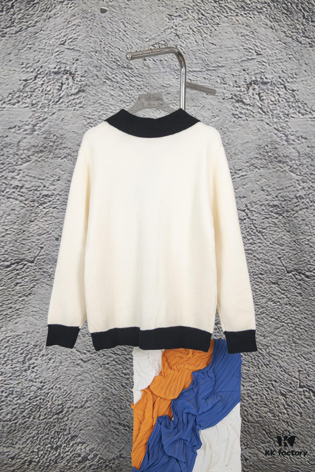 GUCCI Color-Block Button Knit Coat Made of High-End Wool Material