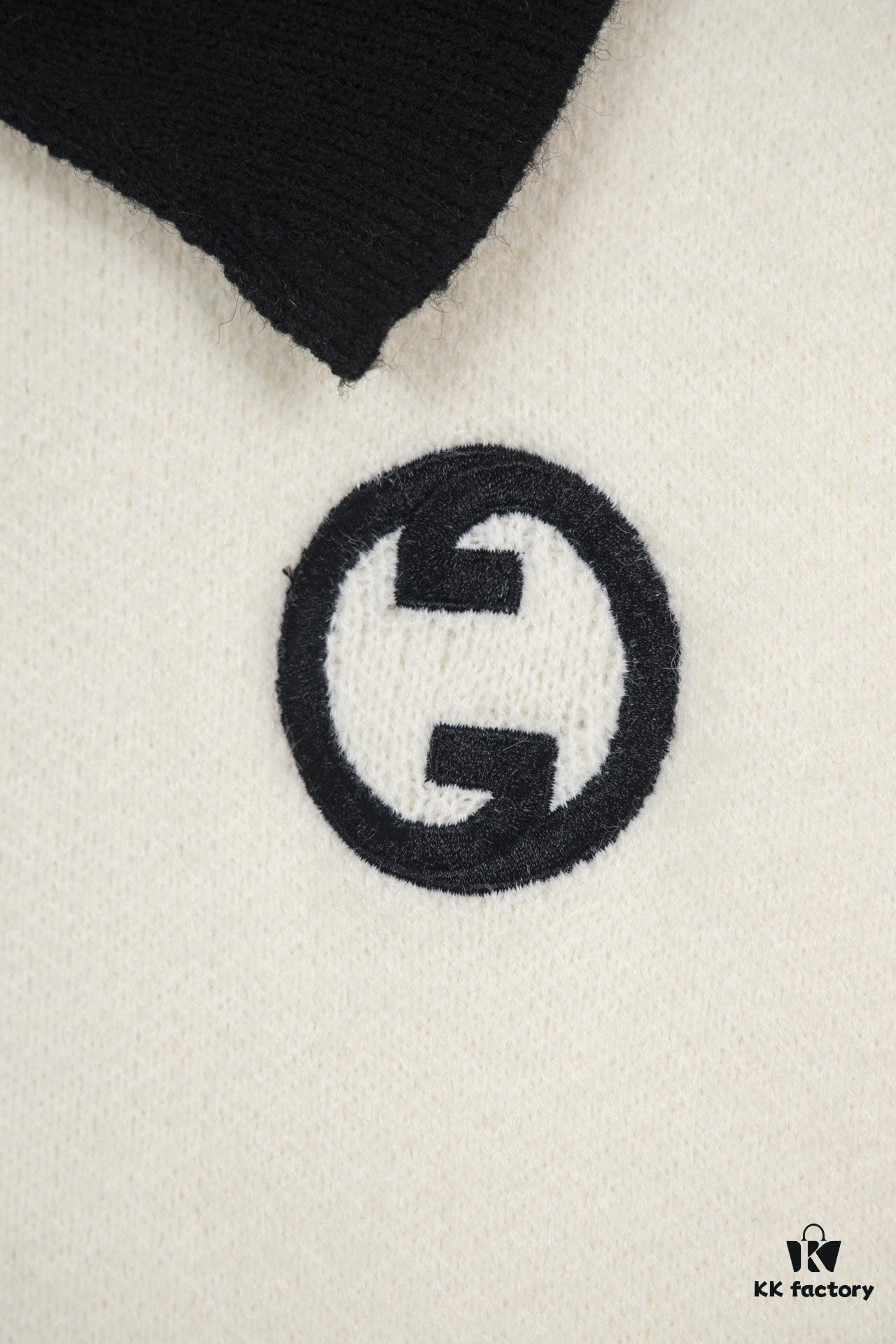 GUCCI Color-Block Button Knit Coat Made of High-End Wool Material