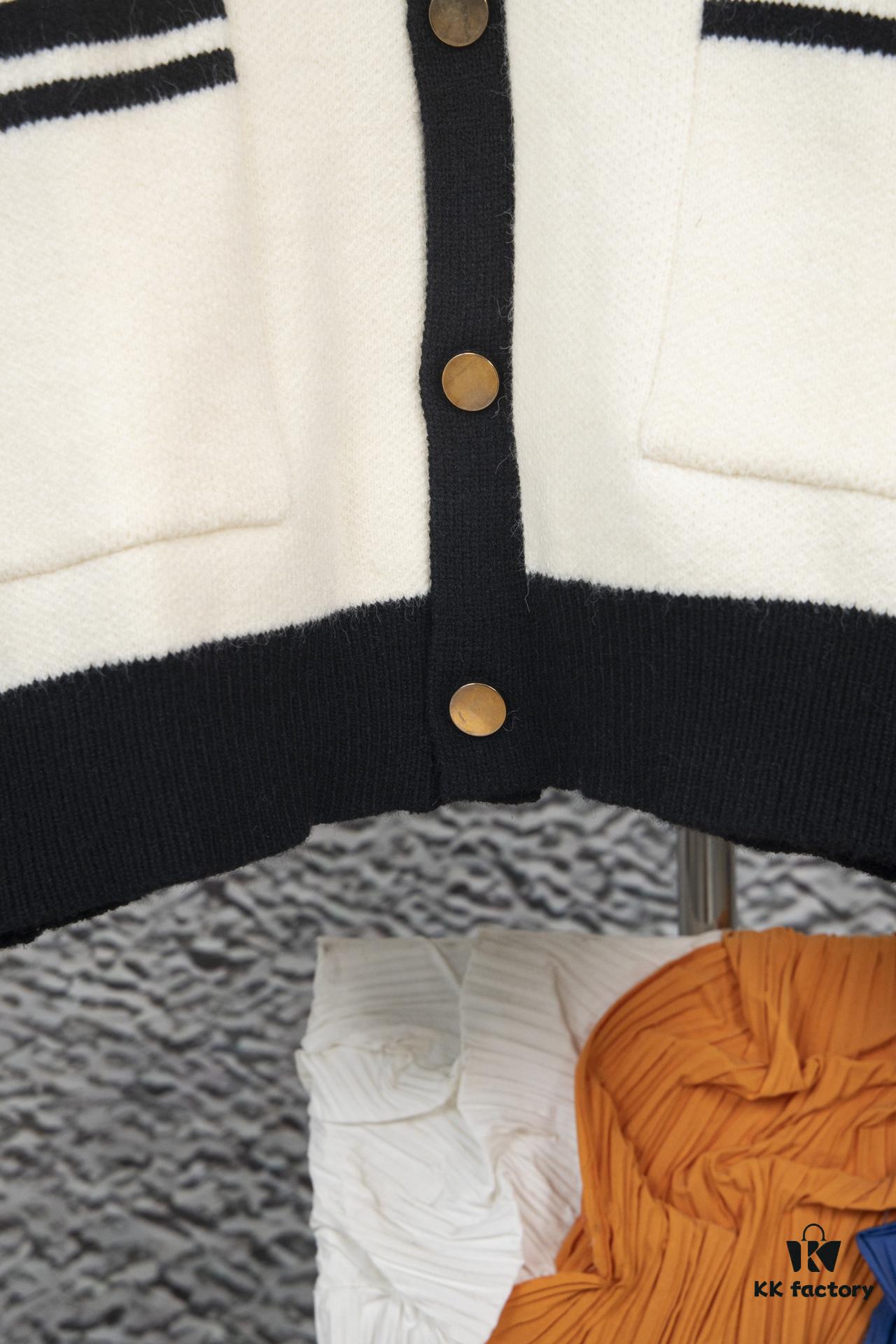 GUCCI Color-Block Button Knit Coat Made of High-End Wool Material